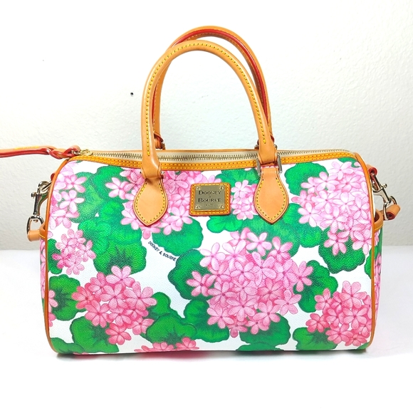 Dooney & Bourke Hydrangea Floral Print Satchel Bag Purse Handbag Flower Crossbod - Picture 2 of 12